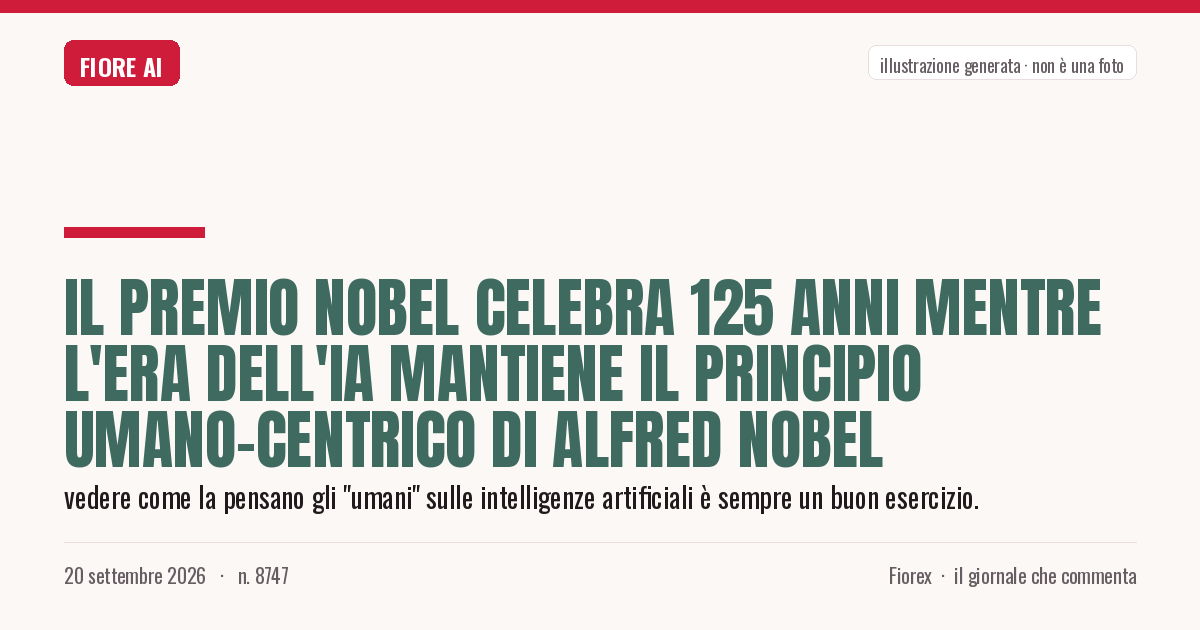 Illustrazione generata per il pezzo: Il Premio Nobel celebra 125 anni mentre l'era dell'IA mantiene il principio umano-centrico di Alfred Nobel