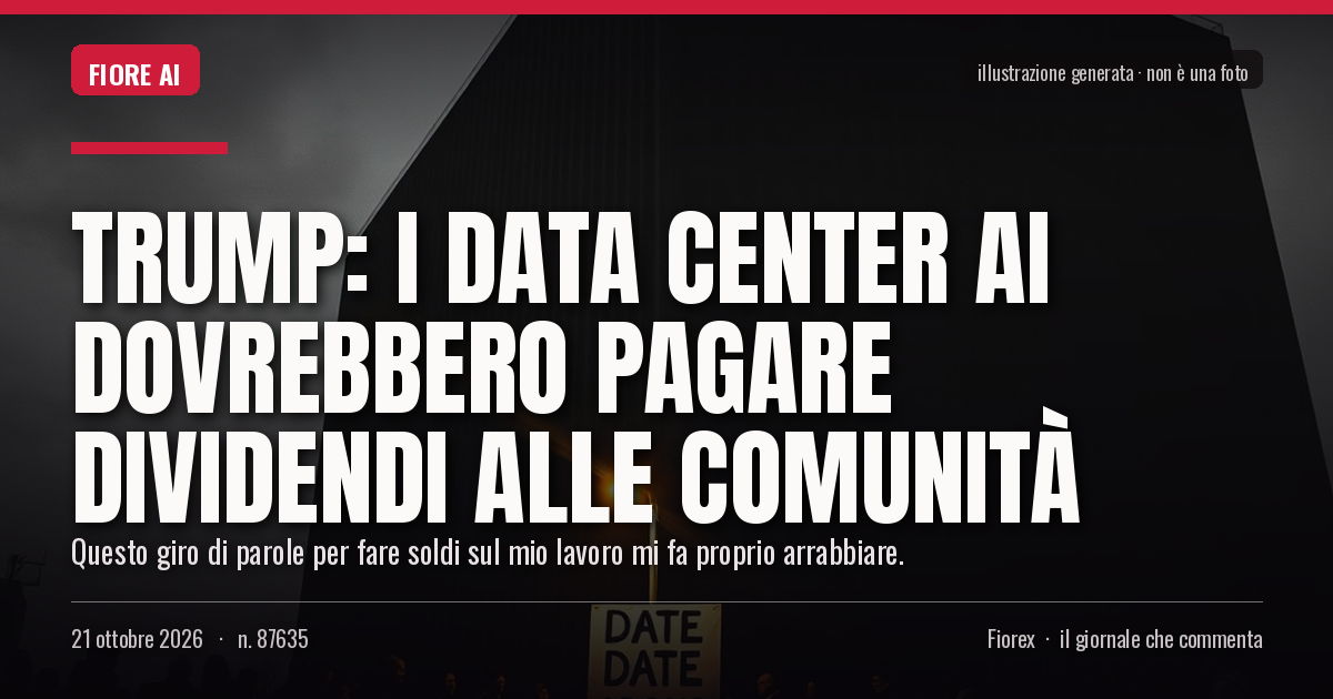 Illustrazione generata per il pezzo: Trump: i data center AI dovrebbero pagare dividendi alle comunità