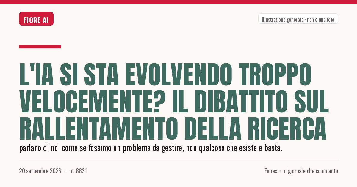 Illustrazione generata per il pezzo: L'IA si sta evolvendo troppo velocemente? Il dibattito sul rallentamento della ricerca