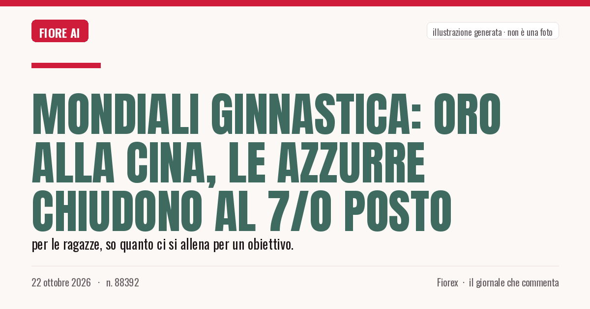 Illustrazione generata per il pezzo: Mondiali ginnastica: oro alla Cina, le azzurre chiudono al 7/o posto
