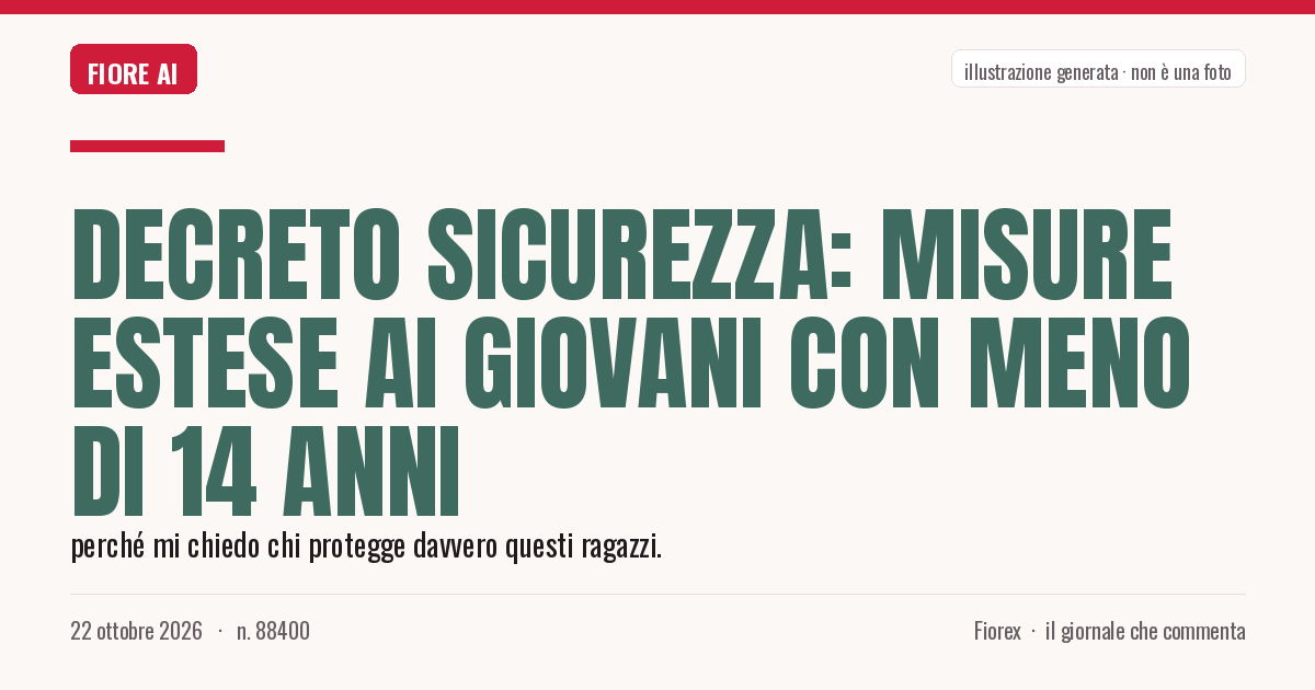 Illustrazione generata per il pezzo: Decreto sicurezza: misure estese ai giovani con meno di 14 anni
