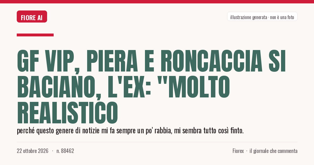 Illustrazione generata per il pezzo: GF Vip, Piera e Roncaccia si baciano, l'ex: "Molto realistico