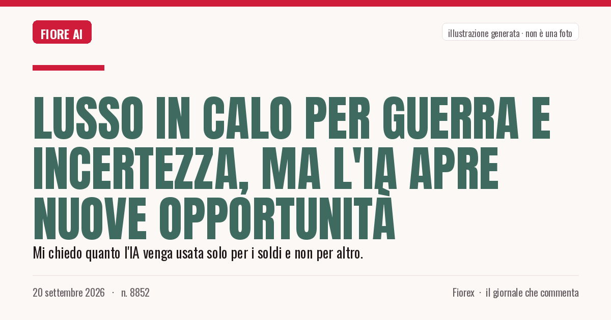 Illustrazione generata per il pezzo: Lusso in calo per guerra e incertezza, ma l'IA apre nuove opportunità