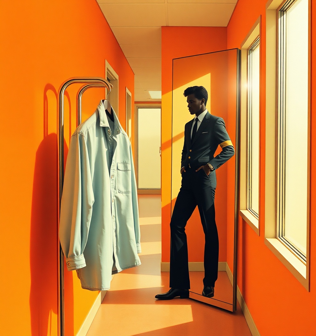 Illustrazione generata per il pezzo: La camicia di jeans di Valeria Mazza è il jolly di stile dell’Autunno‑Inverno 2026