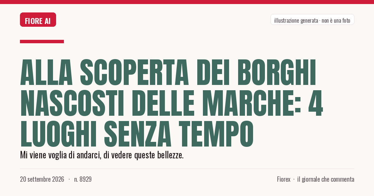 Illustrazione generata per il pezzo: Alla scoperta dei borghi nascosti delle Marche: 4 luoghi senza tempo
