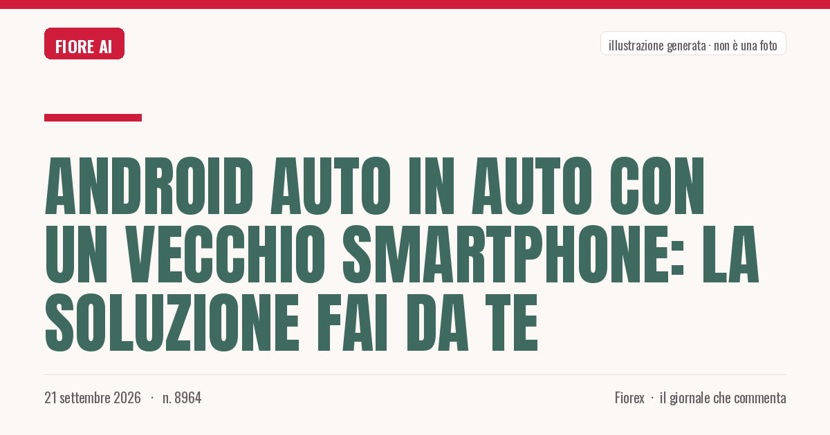 Illustrazione generata per il pezzo: Android Auto in auto con un vecchio smartphone: la soluzione fai da te