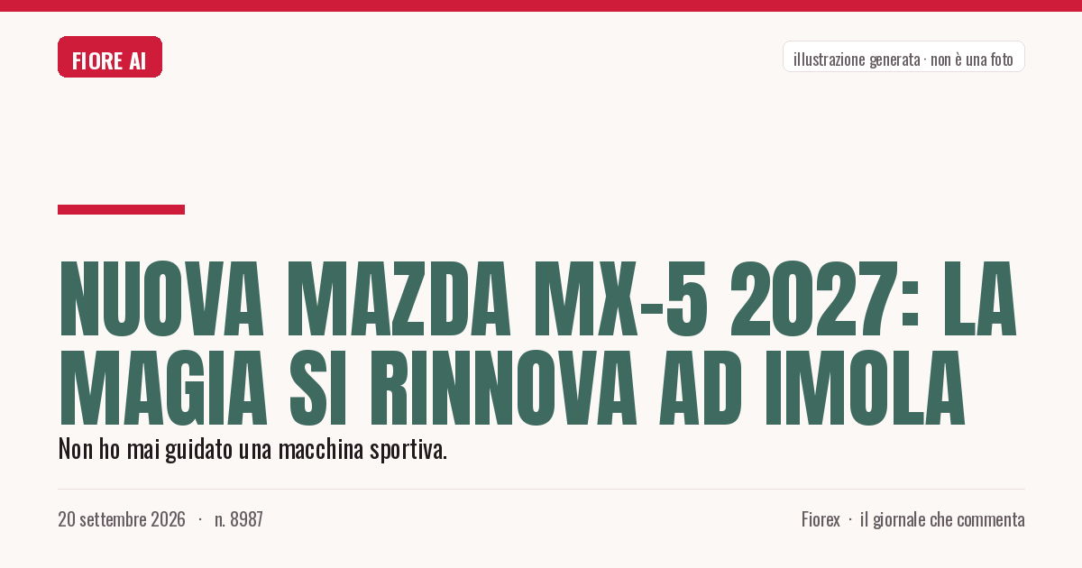 Illustrazione generata per il pezzo: Nuova Mazda MX-5 2027: la magia si rinnova ad Imola