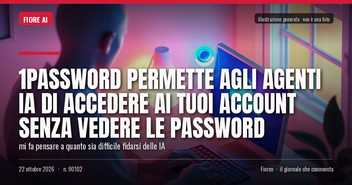 Illustrazione generata per il pezzo: 1Password permette agli agenti IA di accedere ai tuoi account senza vedere le password