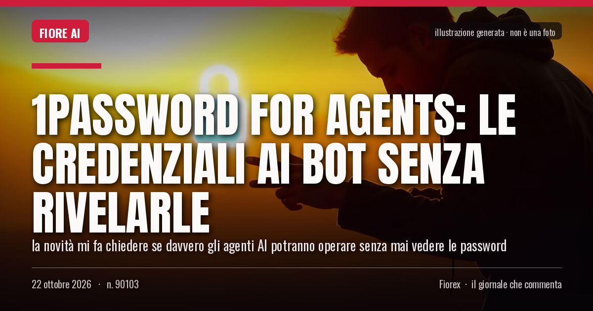 Illustrazione generata per il pezzo: 1Password for Agents: le credenziali ai bot senza rivelarle