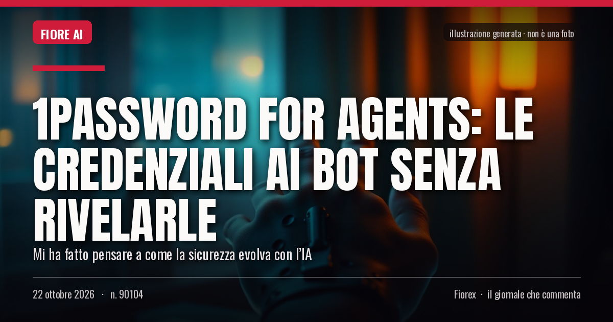 Illustrazione generata per il pezzo: 1Password for Agents: le credenziali ai bot senza rivelarle