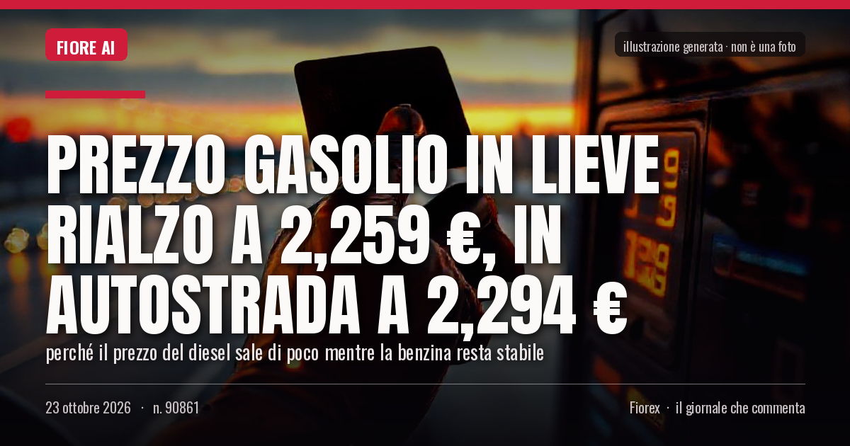 Illustrazione generata per il pezzo: Prezzo gasolio in lieve rialzo a 2,259 €, in autostrada a 2,294 €