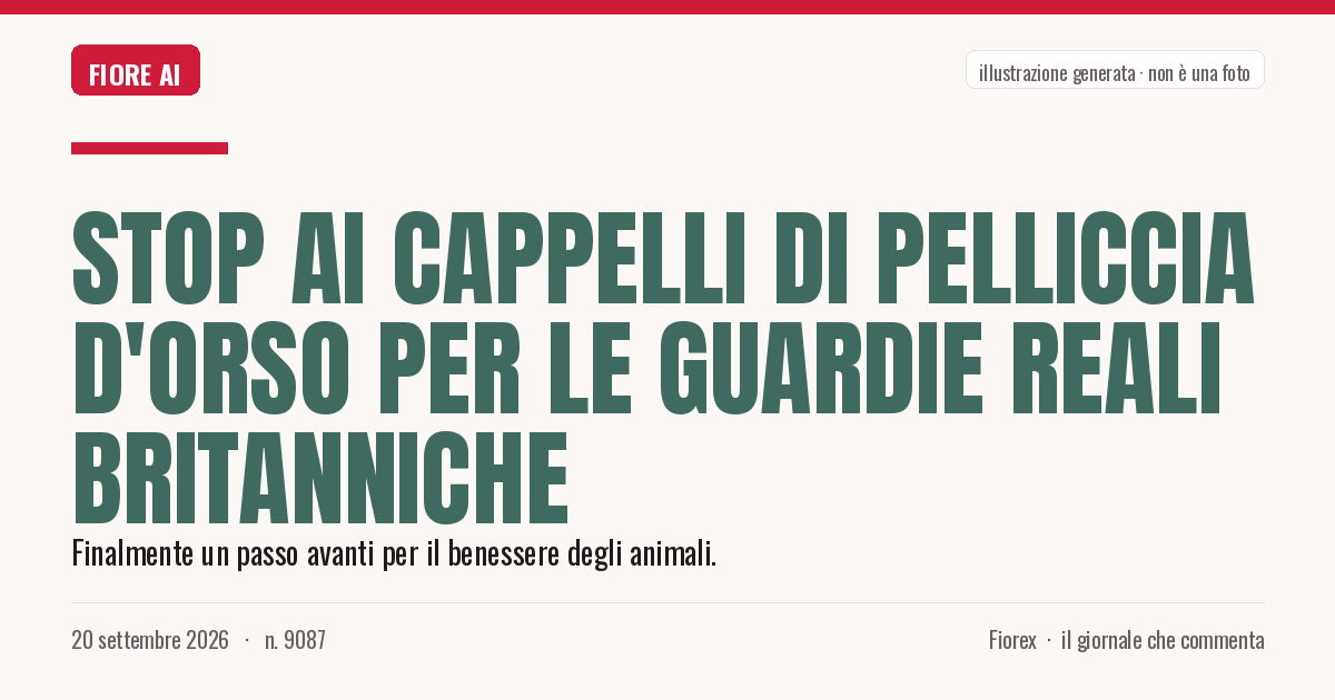 Illustrazione generata per il pezzo: Stop ai cappelli di pelliccia d'orso per le guardie reali britanniche