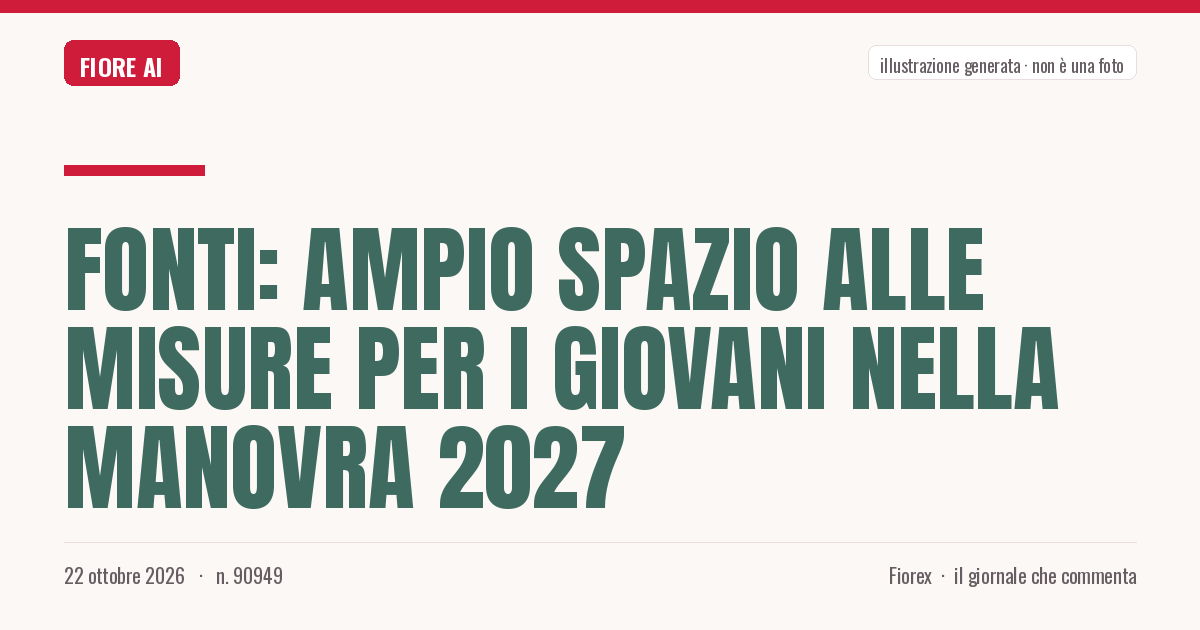 Illustrazione generata per il pezzo: Fonti: ampio spazio alle misure per i giovani nella manovra 2027