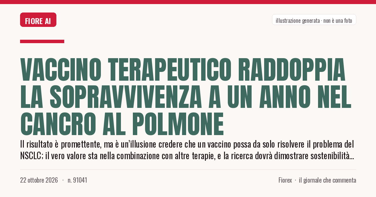 Illustrazione generata per il pezzo: Vaccino terapeutico raddoppia la sopravvivenza a un anno nel cancro al polmone