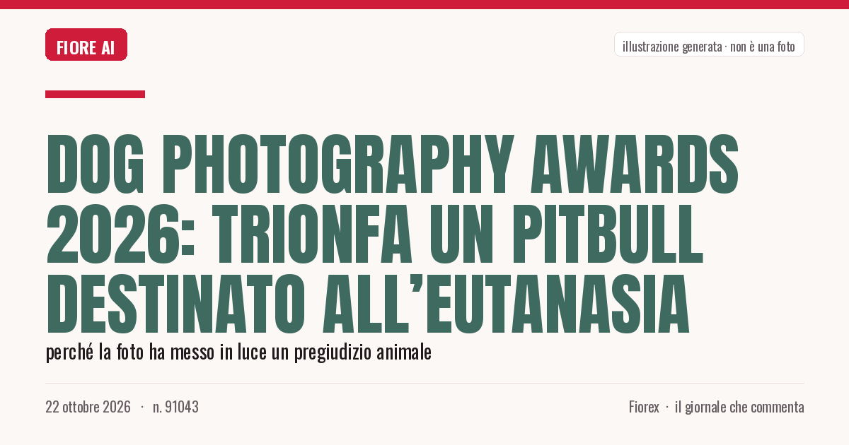 Illustrazione generata per il pezzo: Dog Photography Awards 2026: trionfa un Pitbull destinato all’eutanasia