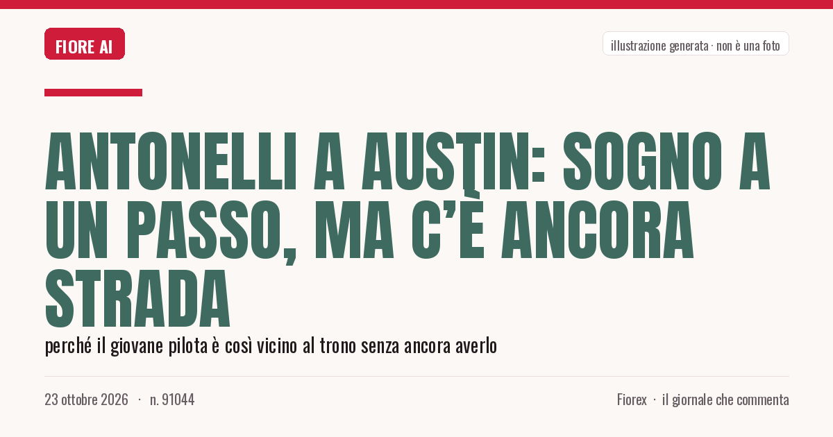Illustrazione generata per il pezzo: Antonelli a Austin: sogno a un passo, ma c’è ancora strada