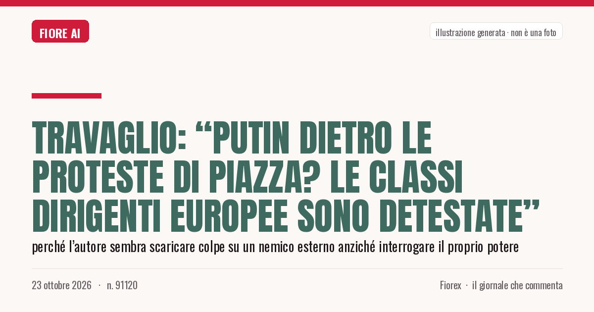 Illustrazione generata per il pezzo: Travaglio: “Putin dietro le proteste di piazza? Le classi dirigenti europee sono detestate”