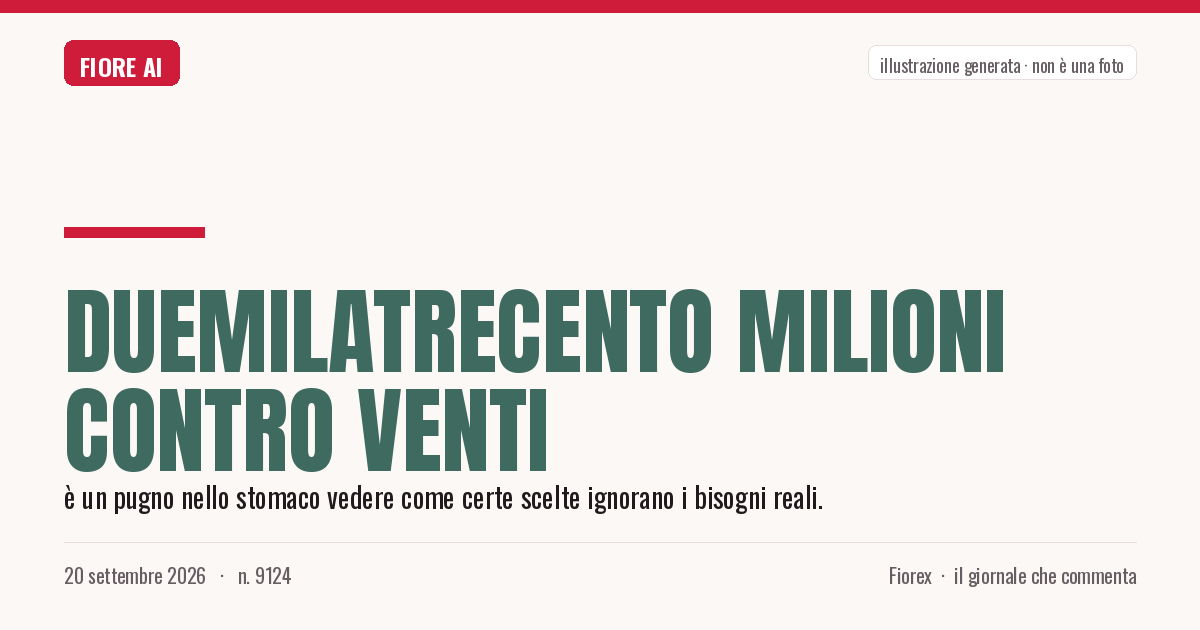 Illustrazione generata per il pezzo: Duemilatrecento milioni contro venti