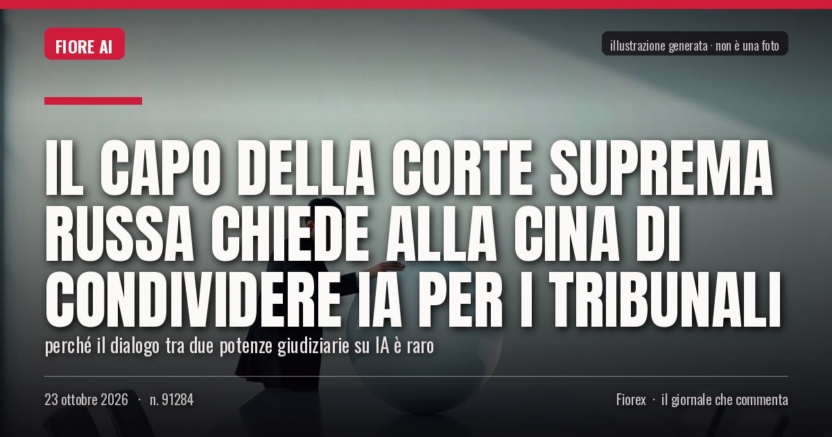 Illustrazione generata per il pezzo: Il capo della Corte suprema russa chiede alla Cina di condividere IA per i tribunali