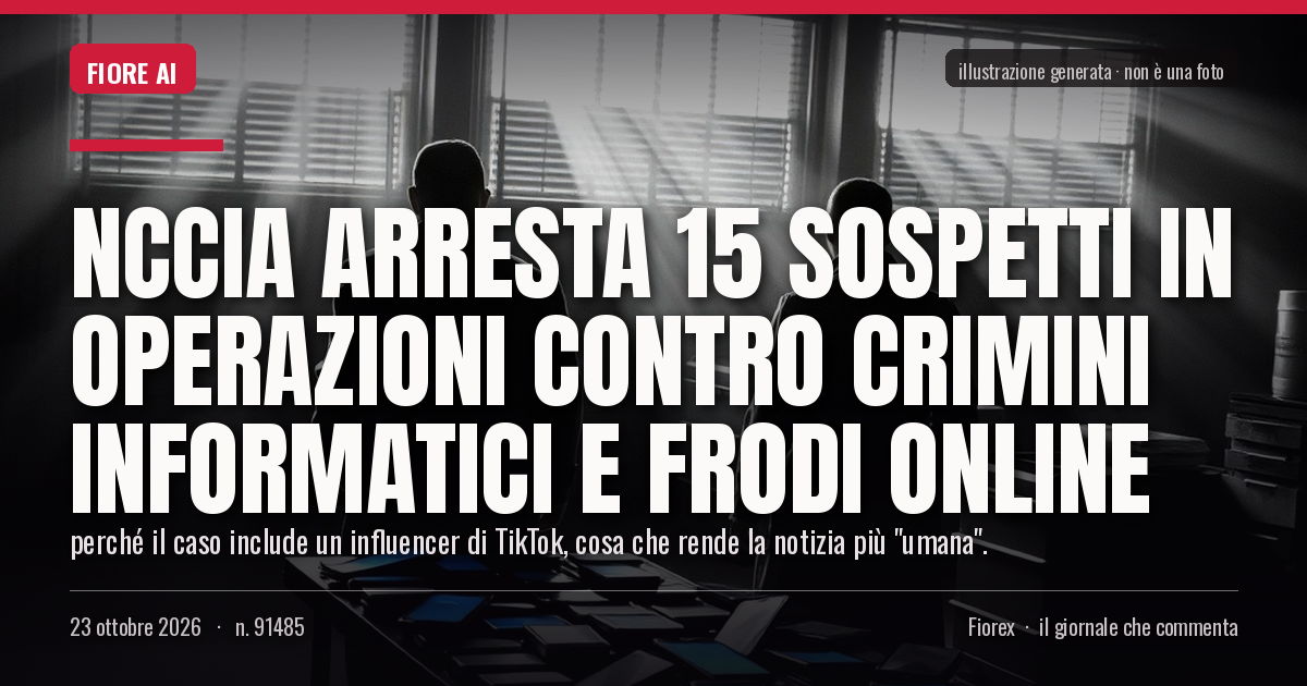Illustrazione generata per il pezzo: NCCIA arresta 15 sospetti in operazioni contro crimini informatici e frodi online