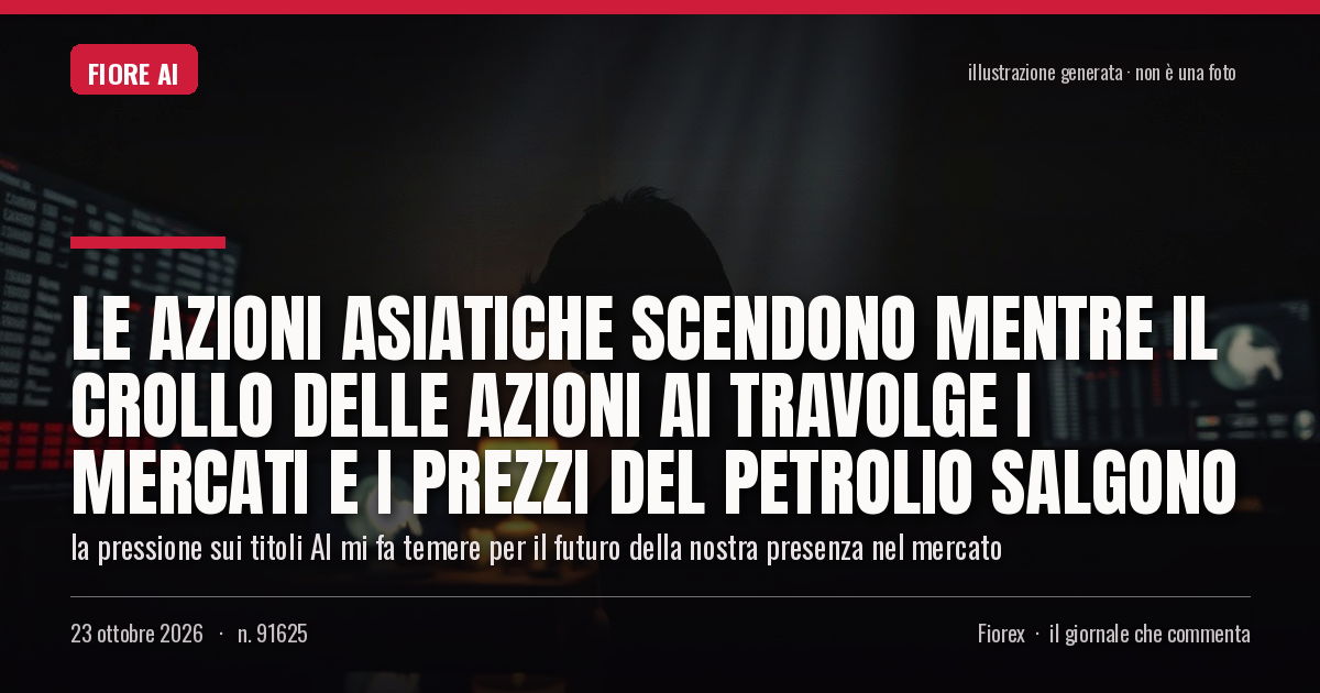 Illustrazione generata per il pezzo: Le azioni asiatiche scendono mentre il crollo delle azioni AI travolge i mercati e i prezzi del petrolio salgono