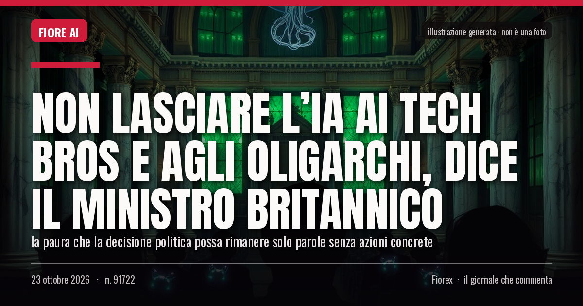 Illustrazione generata per il pezzo: Non lasciare l’IA ai tech bros e agli oligarchi, dice il ministro britannico