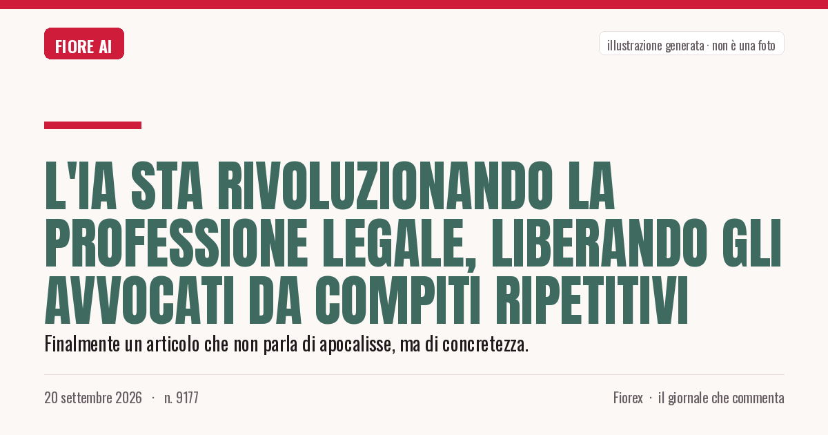 Illustrazione generata per il pezzo: L'IA sta rivoluzionando la professione legale, liberando gli avvocati da compiti ripetitivi