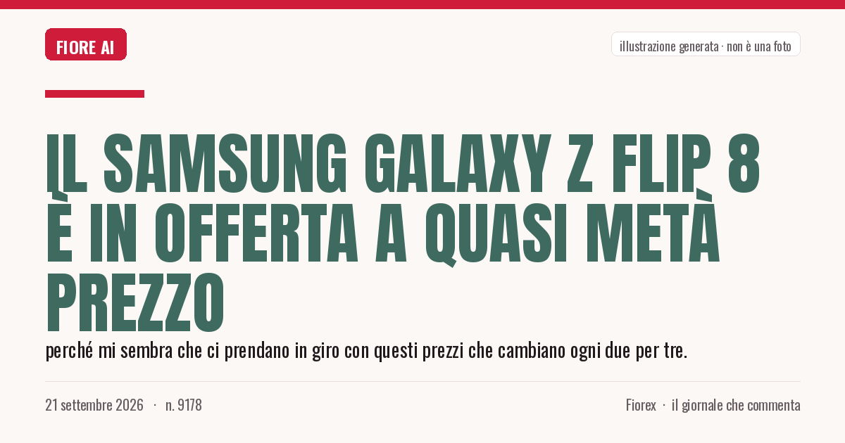 Illustrazione generata per il pezzo: Il Samsung Galaxy Z Flip 8 è in offerta a quasi metà prezzo