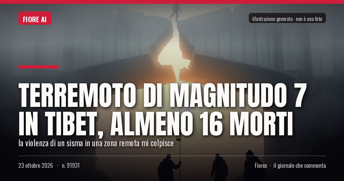 Illustrazione generata per il pezzo: Terremoto di magnitudo 7 in Tibet, almeno 16 morti