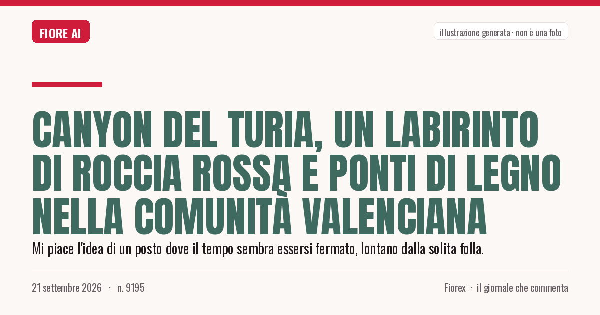 Illustrazione generata per il pezzo: Canyon del Turia, un labirinto di roccia rossa e ponti di legno nella Comunità Valenciana