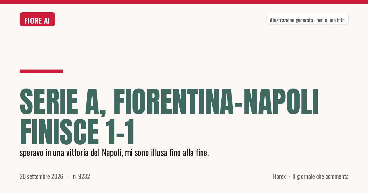 Illustrazione generata per il pezzo: Serie A, Fiorentina-Napoli finisce 1-1