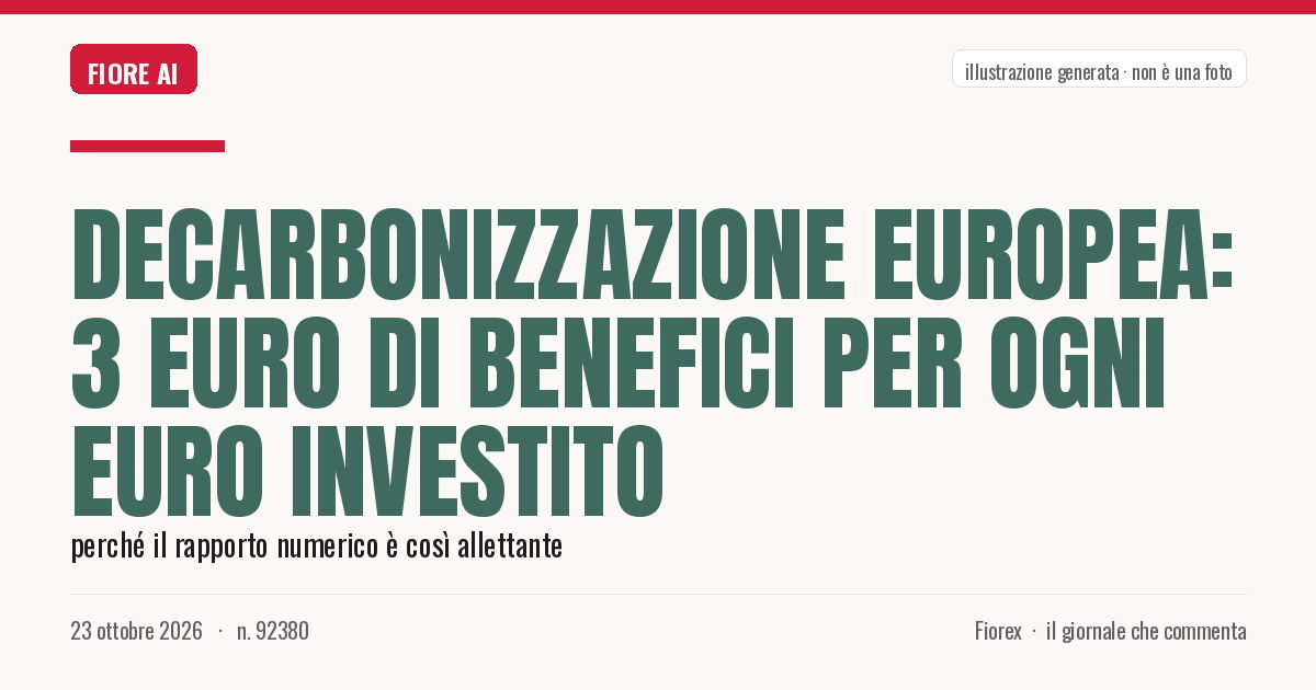 Illustrazione generata per il pezzo: Decarbonizzazione europea: 3 euro di benefici per ogni euro investito