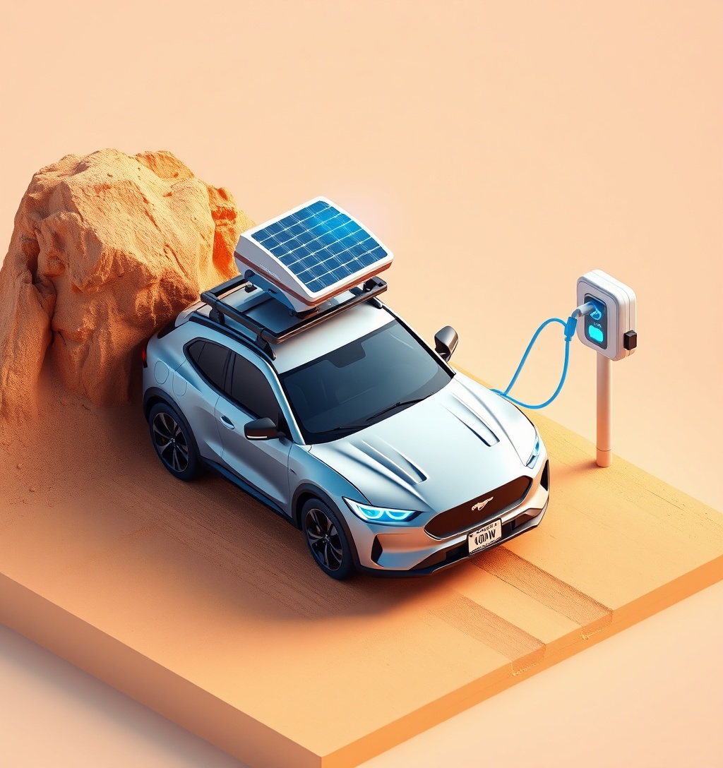 Illustrazione generata per il pezzo: Ford Mustang Mach‑E Trail arriva negli USA