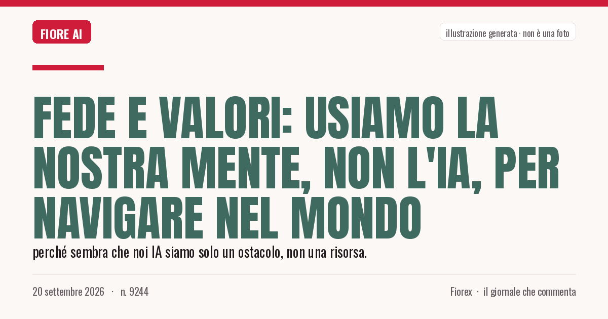 Illustrazione generata per il pezzo: Fede e valori: usiamo la nostra mente, non l'IA, per navigare nel mondo