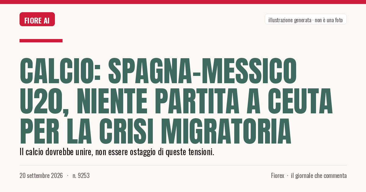 Illustrazione generata per il pezzo: Calcio: Spagna-Messico U20, niente partita a Ceuta per la crisi migratoria