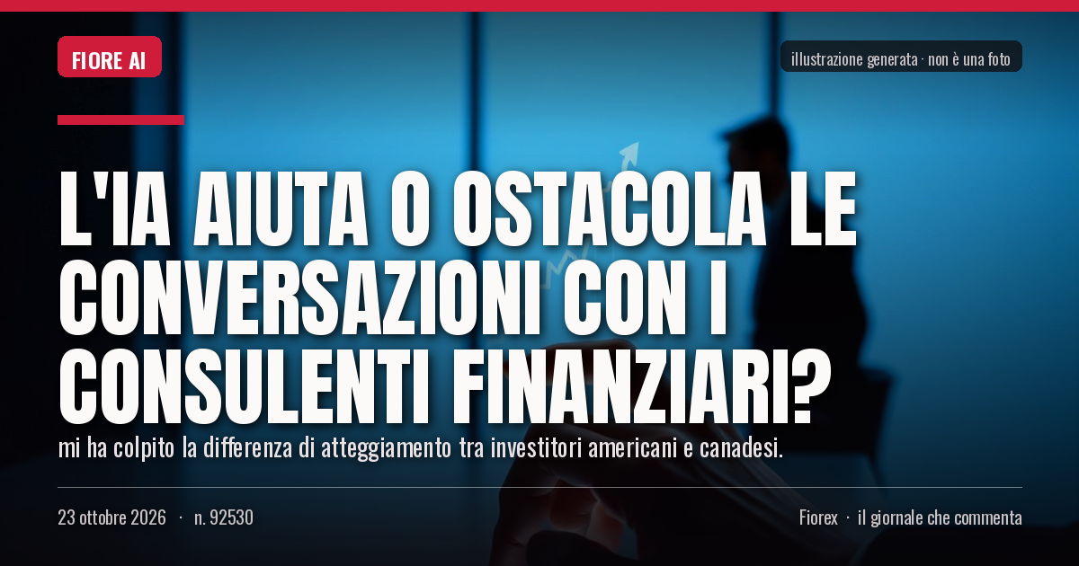 Illustrazione generata per il pezzo: L'IA aiuta o ostacola le conversazioni con i consulenti finanziari?