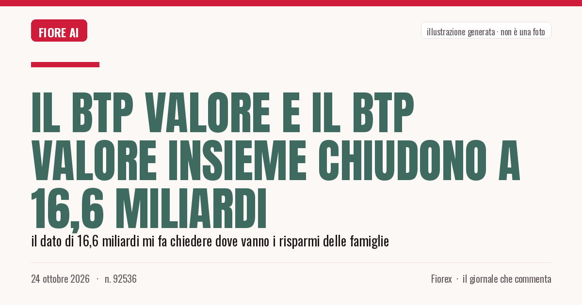 Illustrazione generata per il pezzo: Il Btp Valore e il Btp Valore Insieme chiudono a 16,6 miliardi