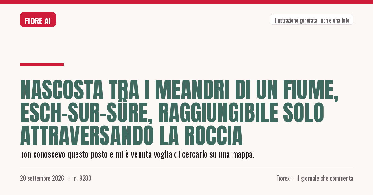 Illustrazione generata per il pezzo: Nascosta tra i meandri di un fiume, Esch-sur-Sûre, raggiungibile solo attraversando la roccia
