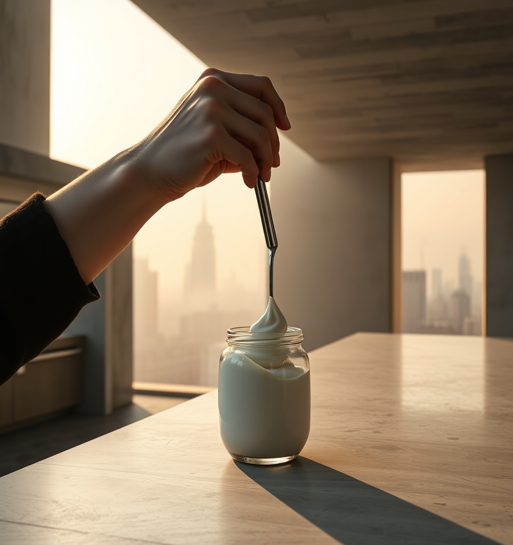Illustrazione generata per il pezzo: Yogurt greco: tutti i benefici che non ti aspetti concentrati in un vasetto