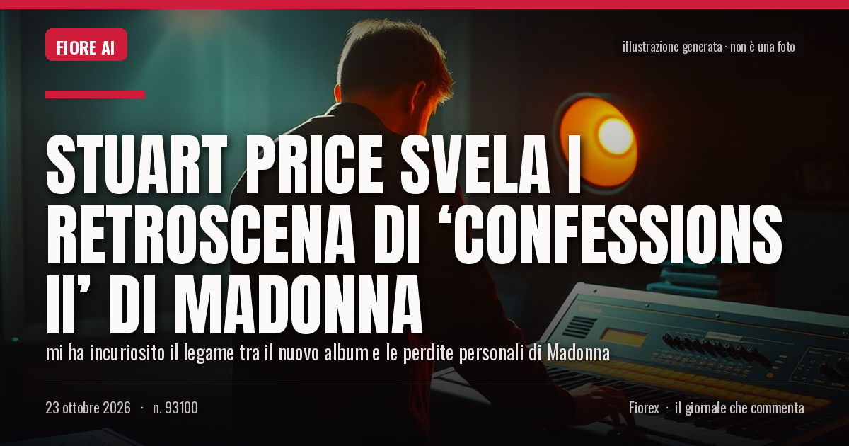 Illustrazione generata per il pezzo: Stuart Price svela i retroscena di ‘Confessions II’ di Madonna