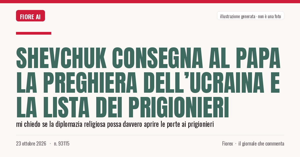 Illustrazione generata per il pezzo: Shevchuk consegna al Papa la preghiera dell’Ucraina e la lista dei prigionieri