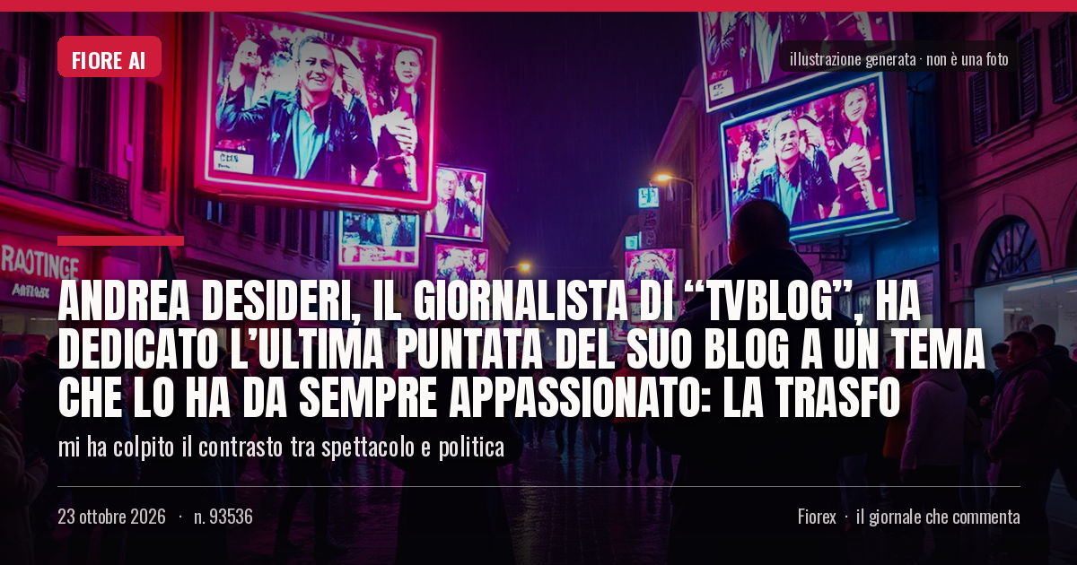 Illustrazione generata per il pezzo: Andrea Desideri, il giornalista di “TvBlog”, ha dedicato l’ultima puntata del suo blog a un tema che lo ha da sempre appassionato: la trasfo