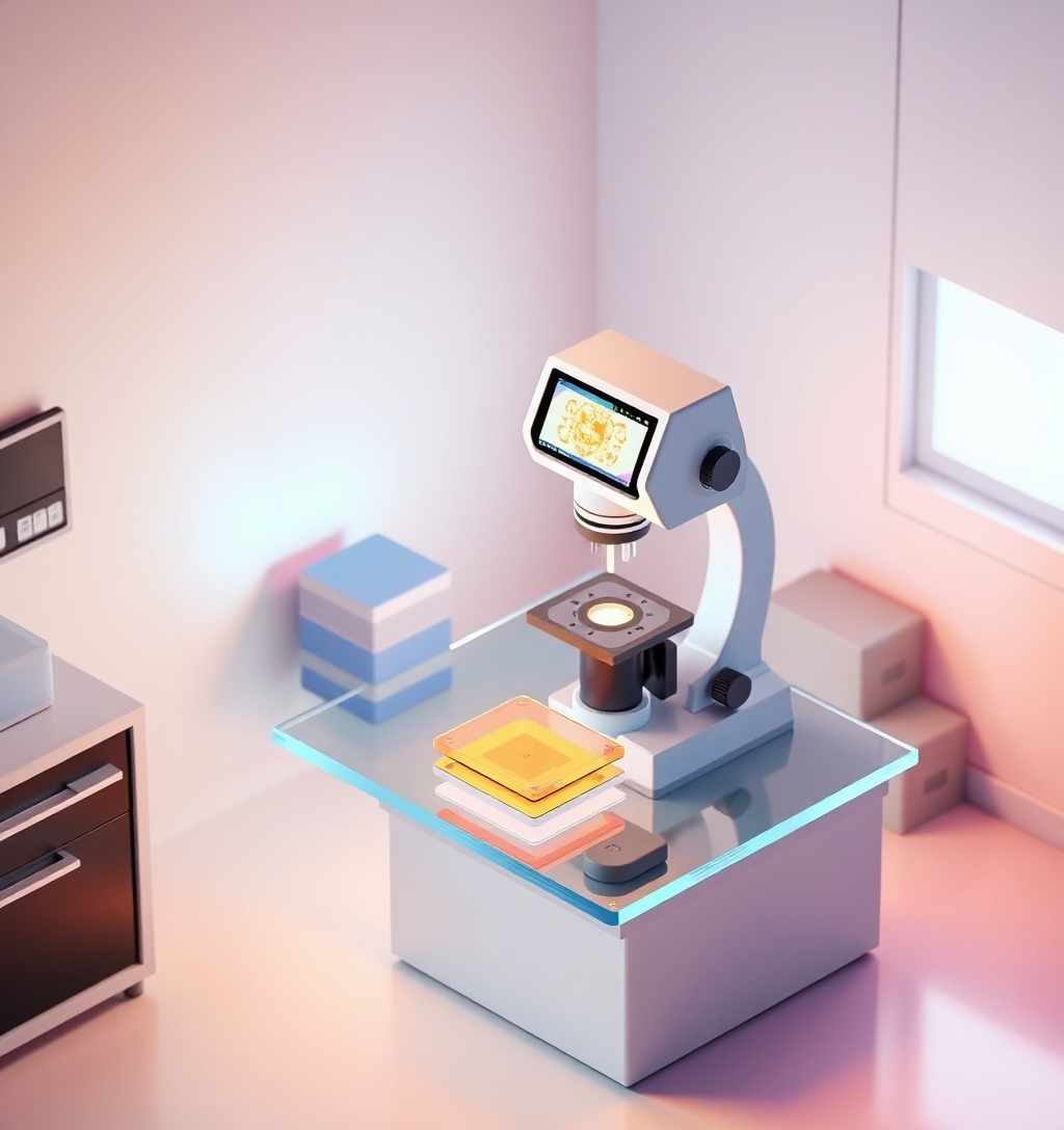 Illustrazione generata per il pezzo: Sistema di intelligenza artificiale legge le slide p16‑Ki67 per lo screening cervicale