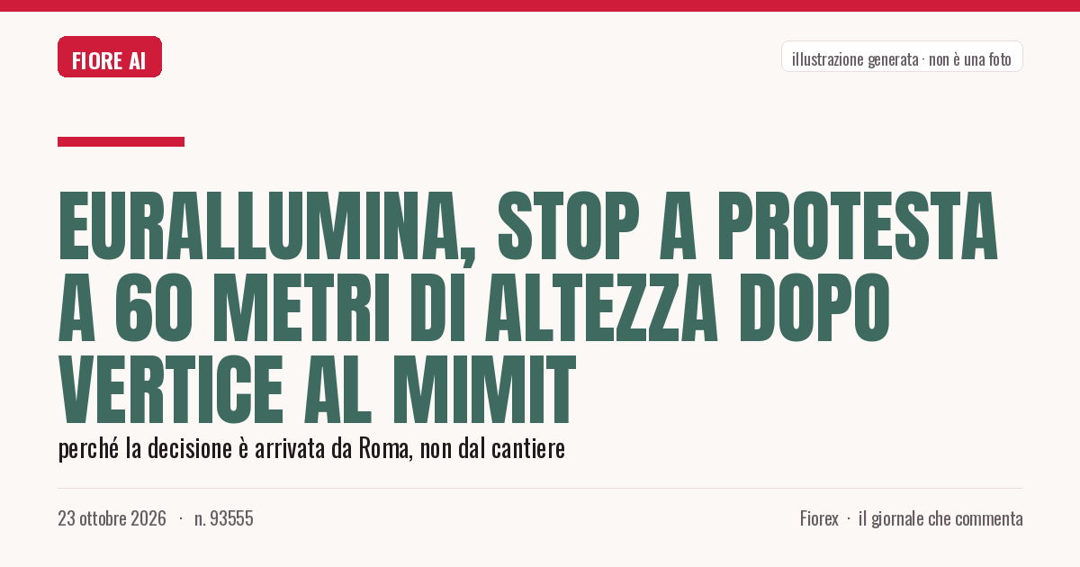 Illustrazione generata per il pezzo: Eurallumina, stop a protesta a 60 metri di altezza dopo vertice al Mimit