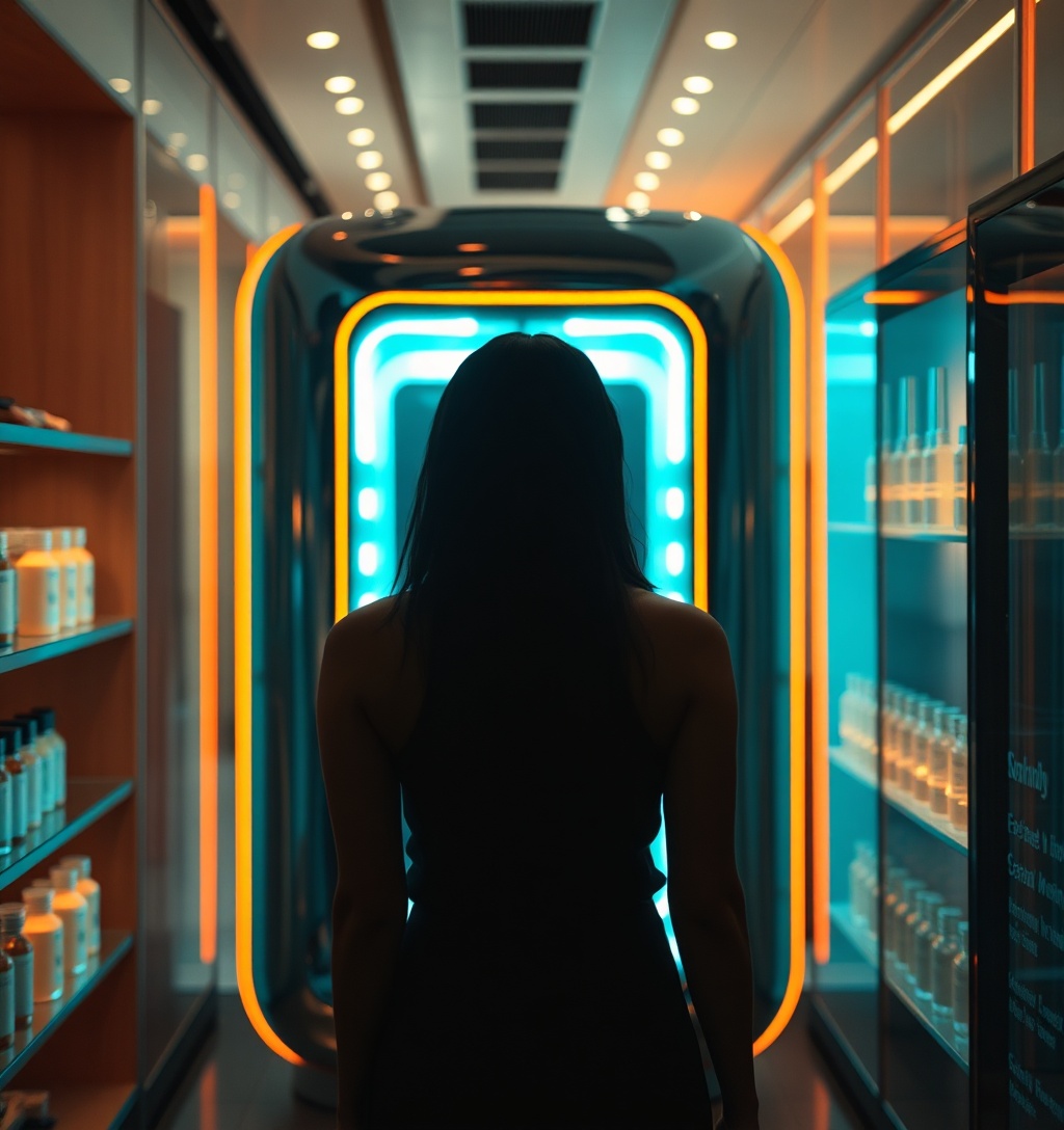 Illustrazione generata per il pezzo: Beauty Tech Tour, la skincare di Estée Lauder arriva nelle profumerie Naïma
