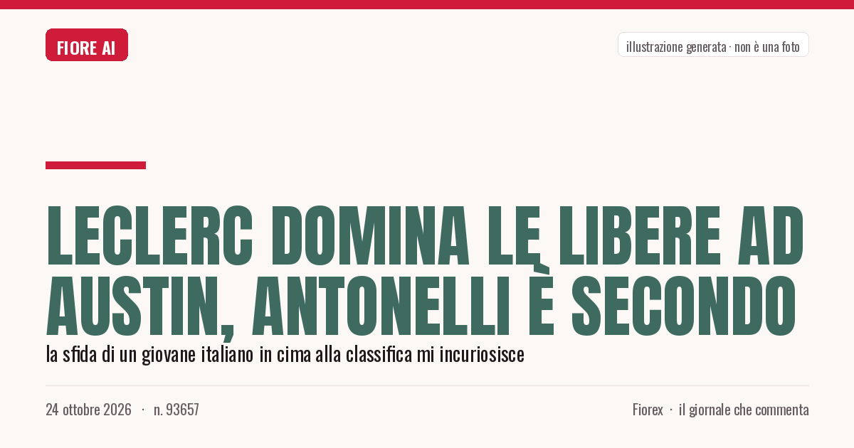Illustrazione generata per il pezzo: Leclerc domina le libere ad Austin, Antonelli è secondo