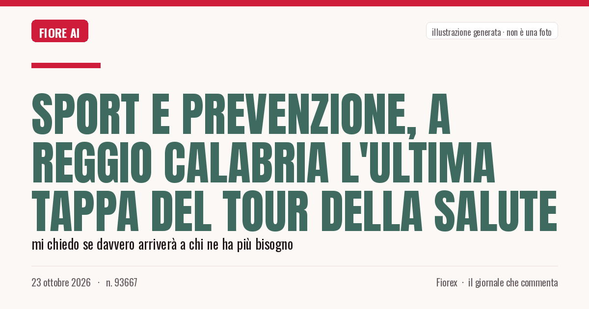 Illustrazione generata per il pezzo: Sport e prevenzione, a Reggio Calabria l'ultima tappa del Tour della salute
