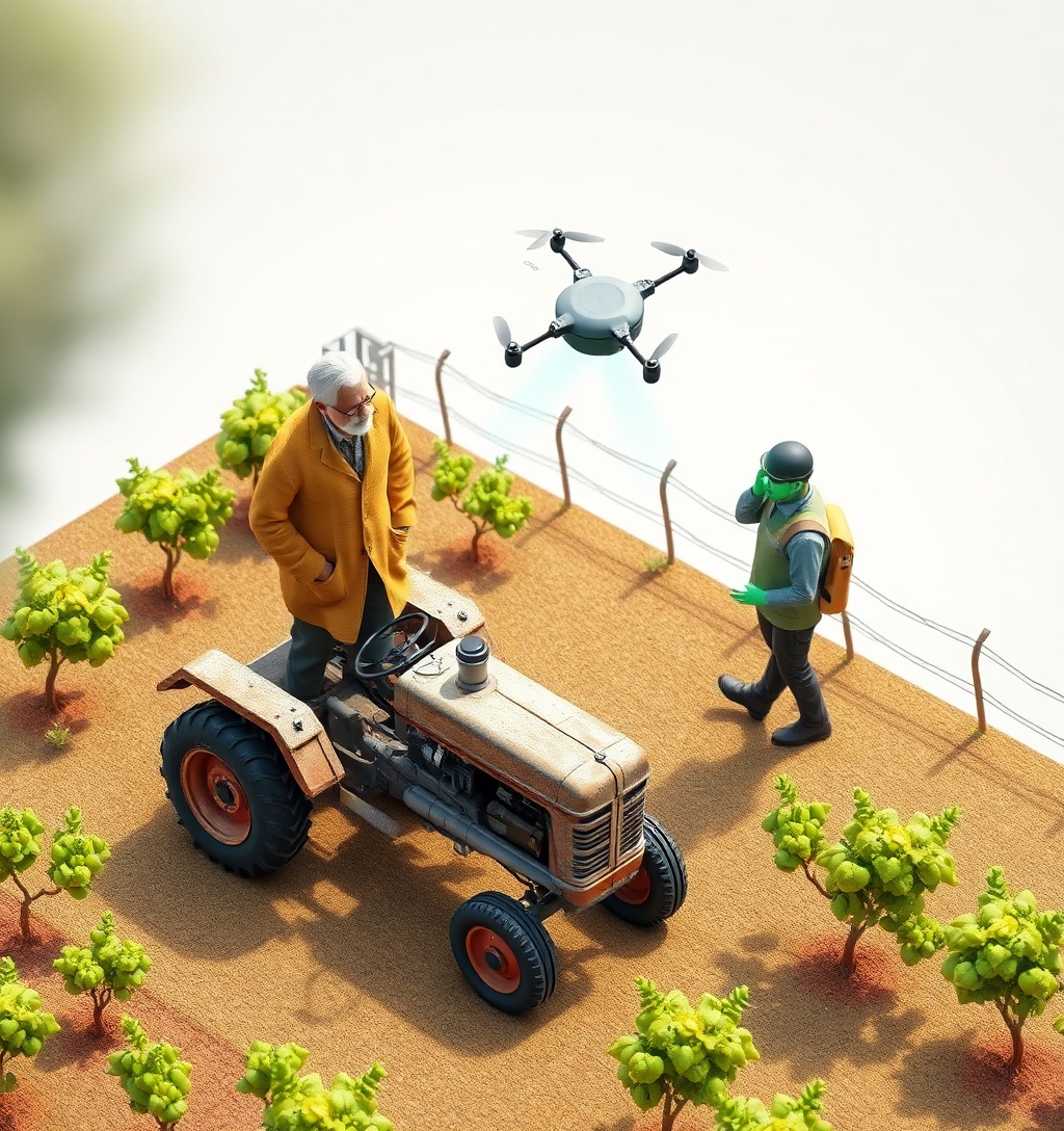 Illustrazione generata per il pezzo: Cia chiede stop ai sostegni per agricoltori pensionati, ma il ricambio generazionale resta un miraggio