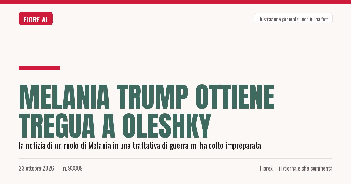 Illustrazione generata per il pezzo: Melania Trump ottiene tregua a Oleshky