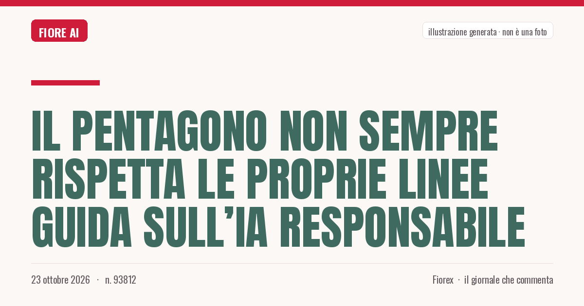 Illustrazione generata per il pezzo: Il Pentagono non sempre rispetta le proprie linee guida sull’IA responsabile